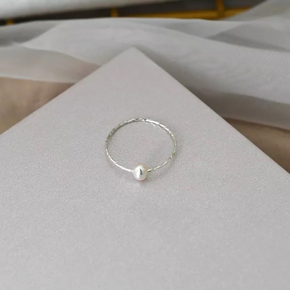 Freshwater pearl chain ring |Authentic pearl ring | Sterling silver chain ring - Picture 1 of 2